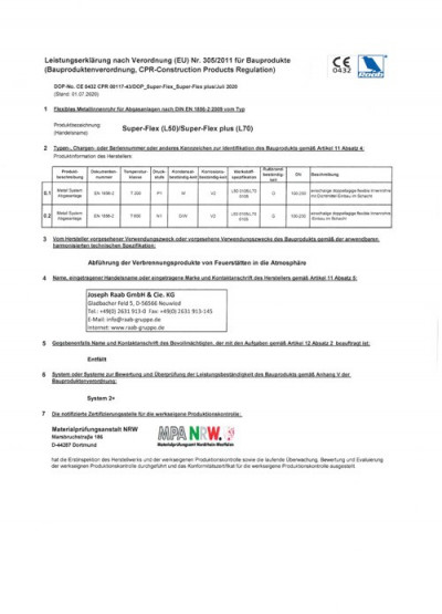 Leistungserklärung Super-Flex/Super-Flex-Plus