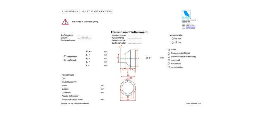 Bestellformular Flanschanschlusselement